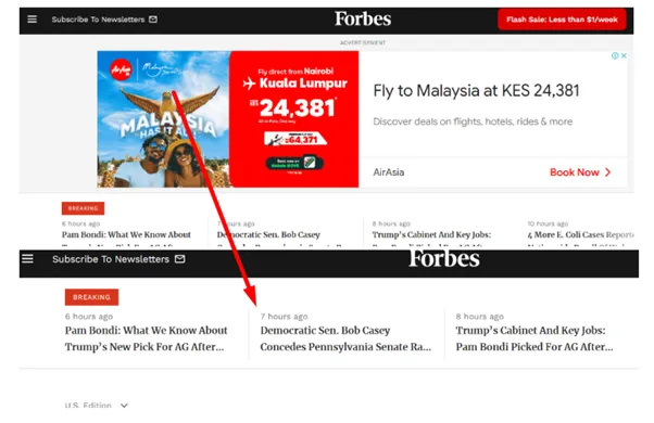 A screenshot showing TotalAV Adblock blocking all ads on Forbes website