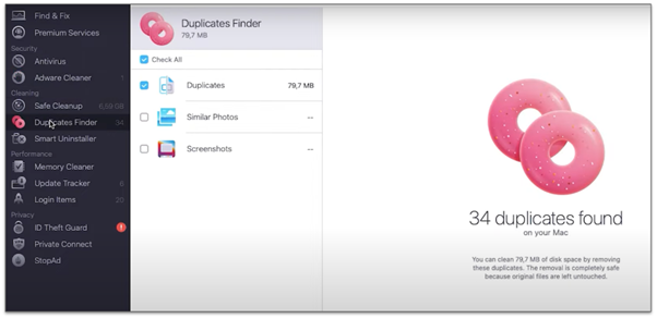 A screenshot showing MacKeeper’s Duplicate Finder scan results